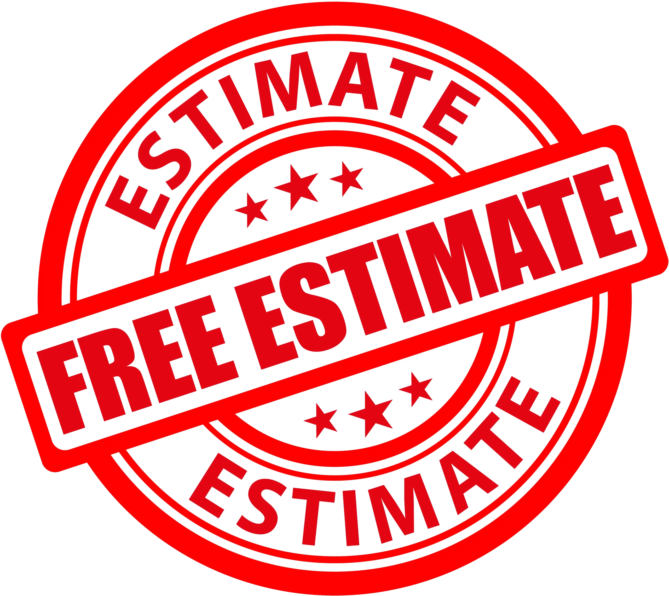 A red vector stamp with text that says Free Estimate.